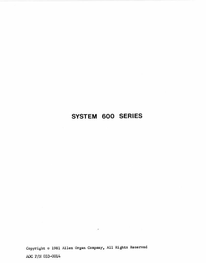 Allen Organ Company LLC System 600 Series owner's manual