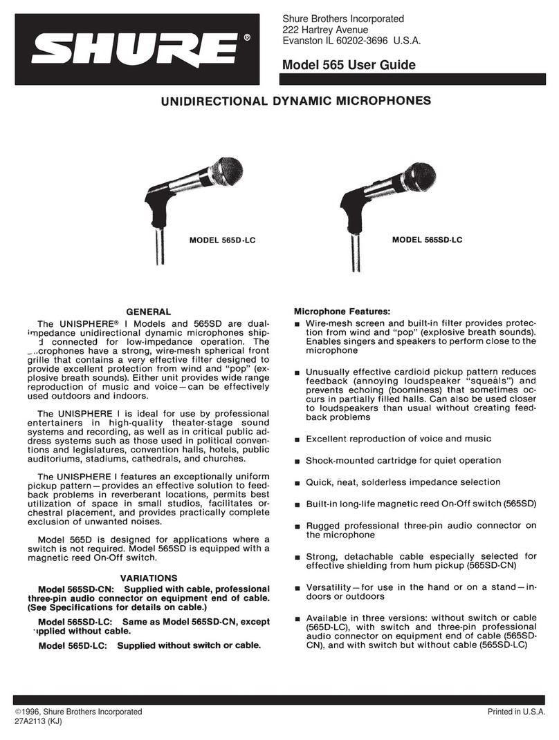 Shure UNISPHERE I 565SD-LC User manual Shure UNISPHERE I 565SD-LC User manual