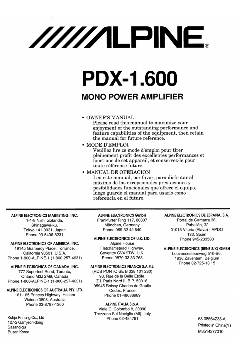Alpine PDX-1.600 owner's manual