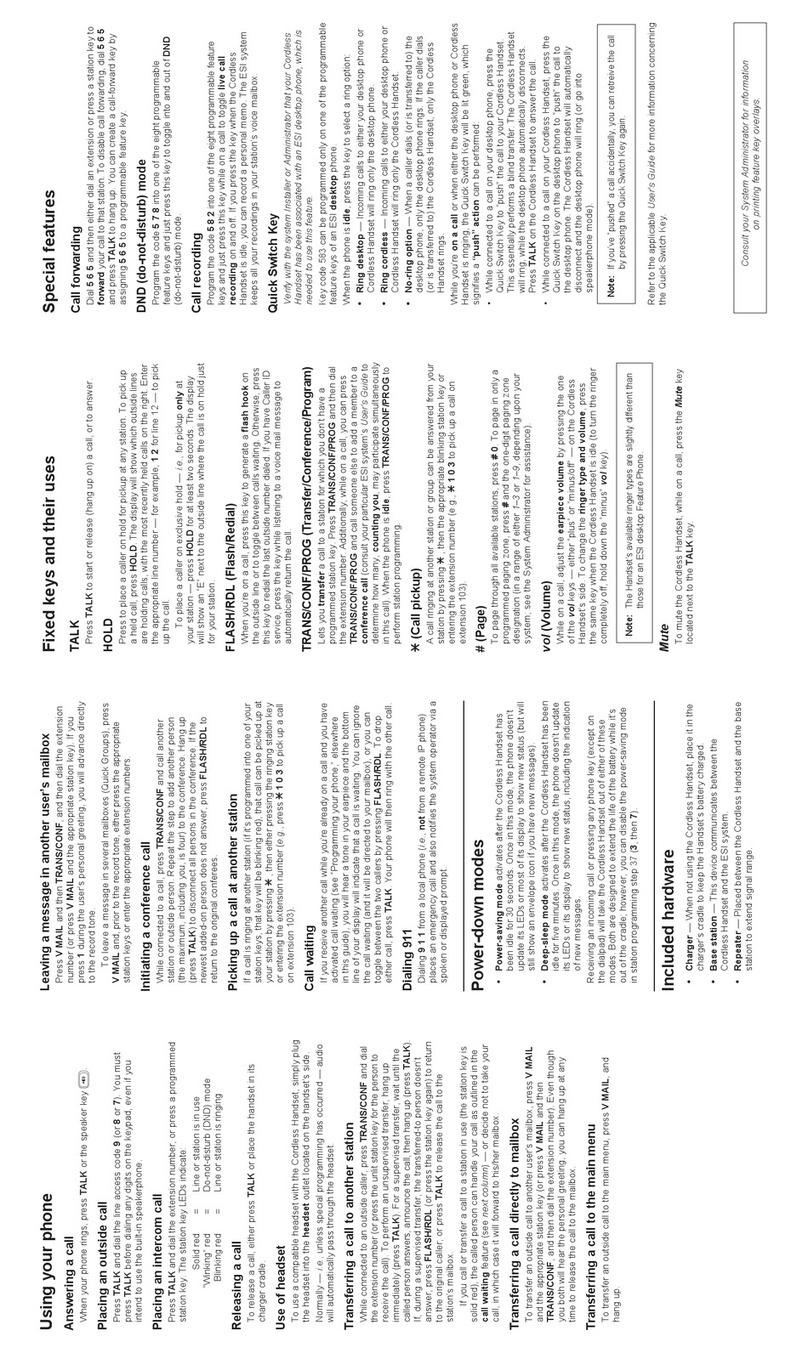 ESI cordless handset II User manual
