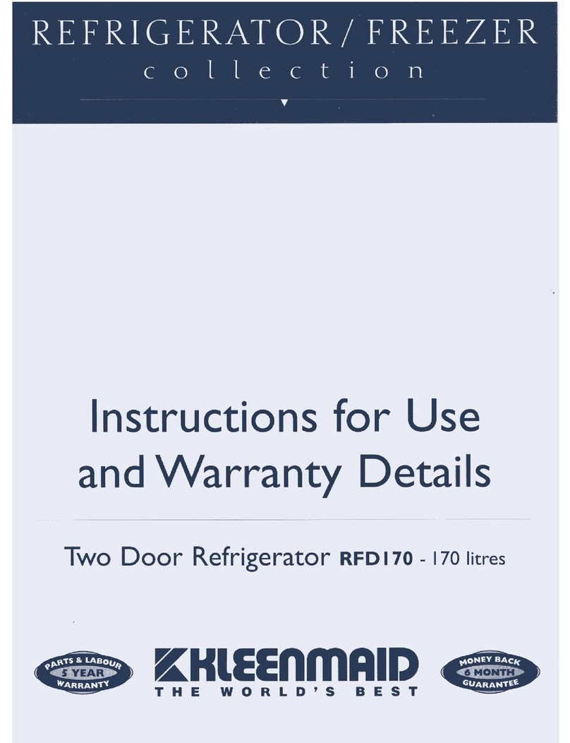 Kleenmaid RFD170 Instructions for use & warranty