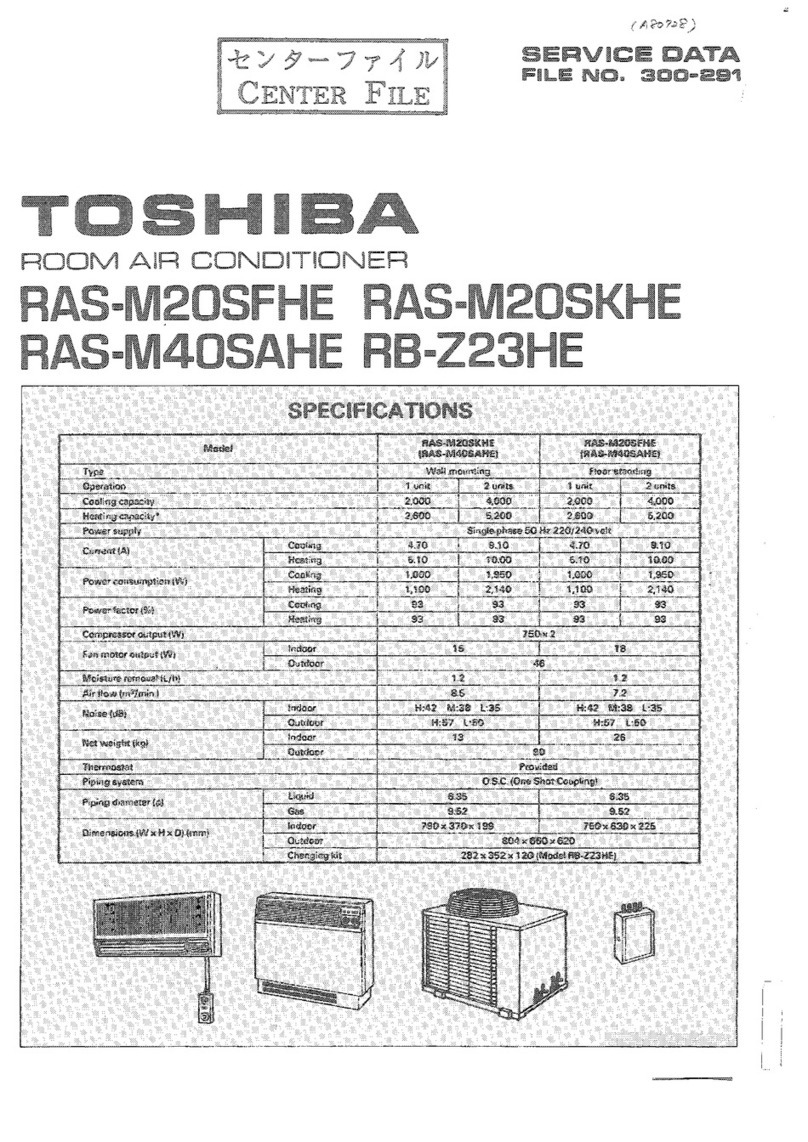 Toshiba RAS-M20SFHE Mounting instructions Toshiba RAS-M20SFHE Mounting instructions