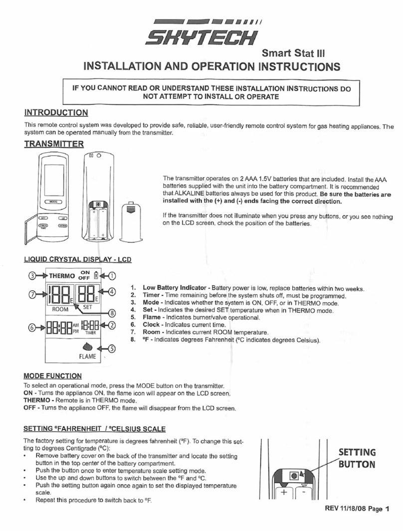 Skytech Smart stat III Installation and operating instructions