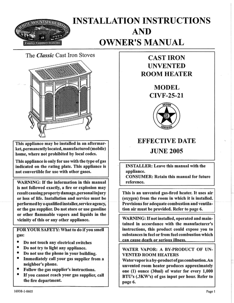 White Mountain Hearth CIVF-25-21 Quick start guide
