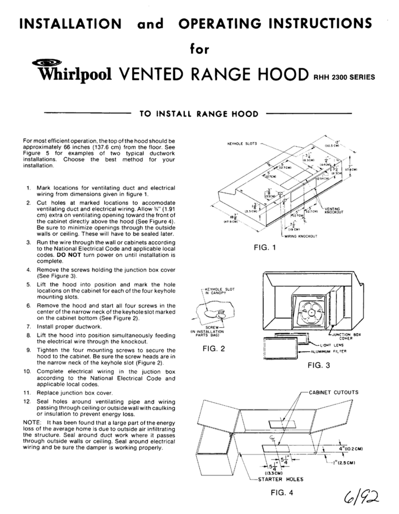 Whirlpool RHH 2300 SERIES Installation and operating instructions