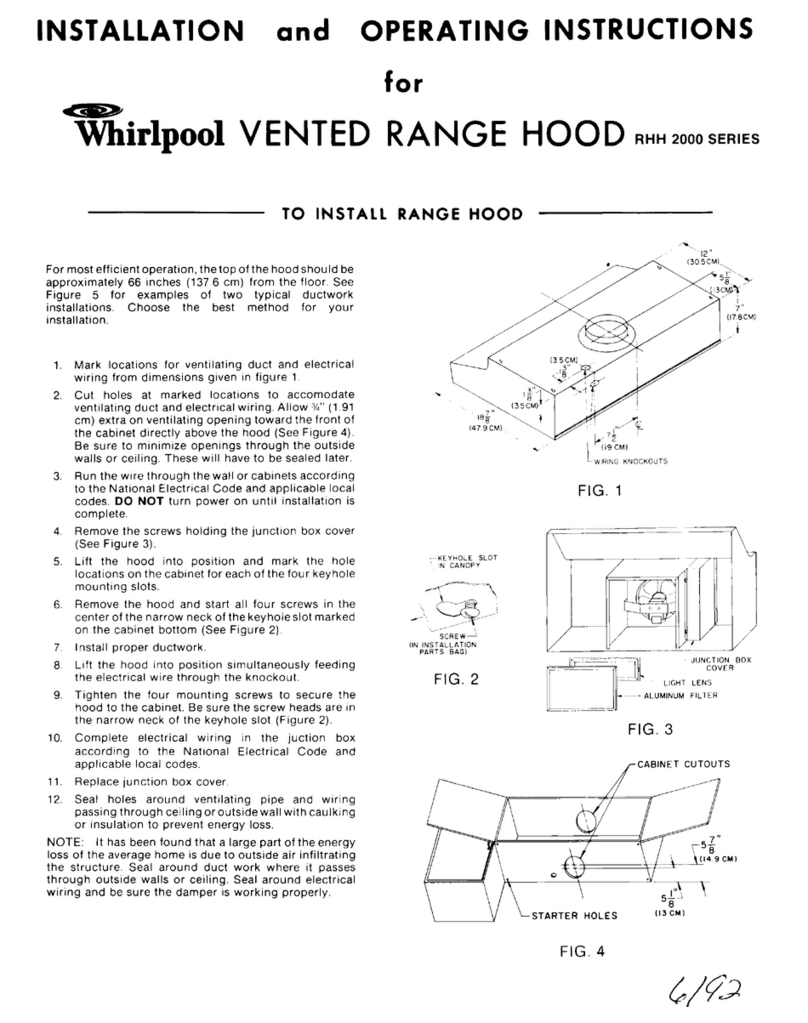Whirlpool RHH 2000 SERIES Installation and operating instructions Whirlpool RHH 2000 SERIES Installation and operating instructions
