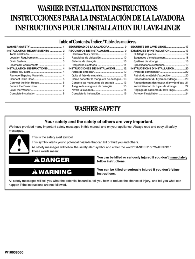 Whirlpool W10038060 User manual