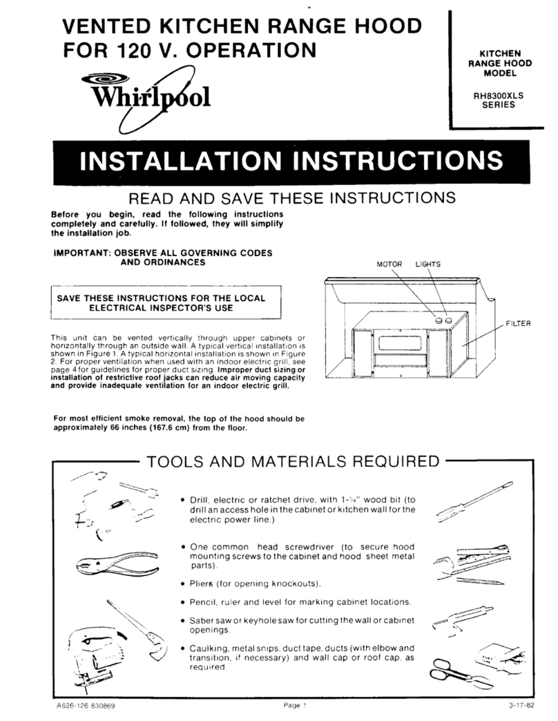 Whirlpool RH8300XLS SERIES installation instructions Whirlpool RH8300XLS SERIES installation instructions