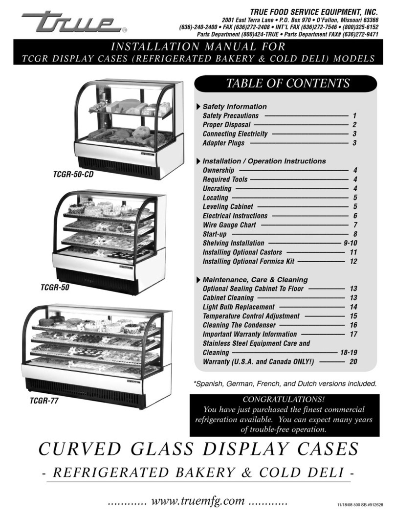 True Manufacturing Company TCGR-50 installation manual