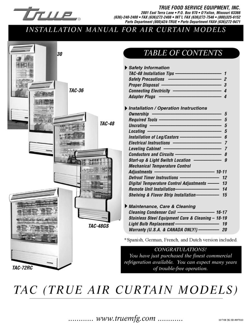 True Manufacturing Company 30 installation manual