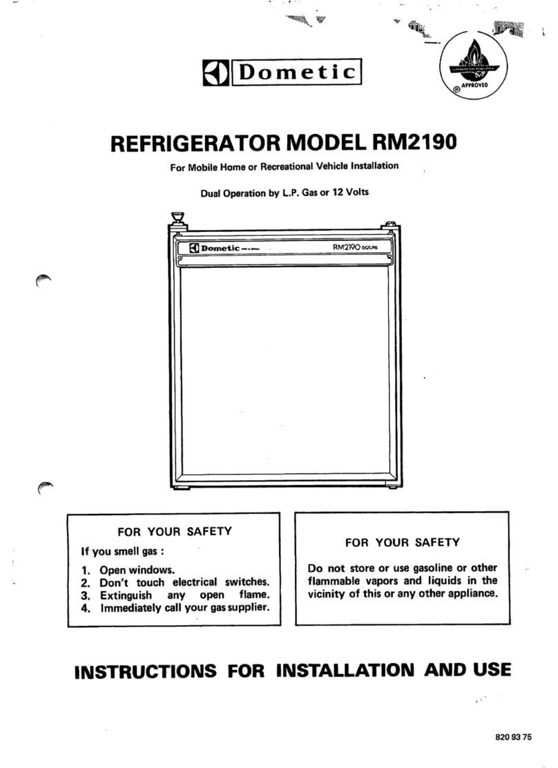 Dometic RM2190 Series Instructions for installation and use