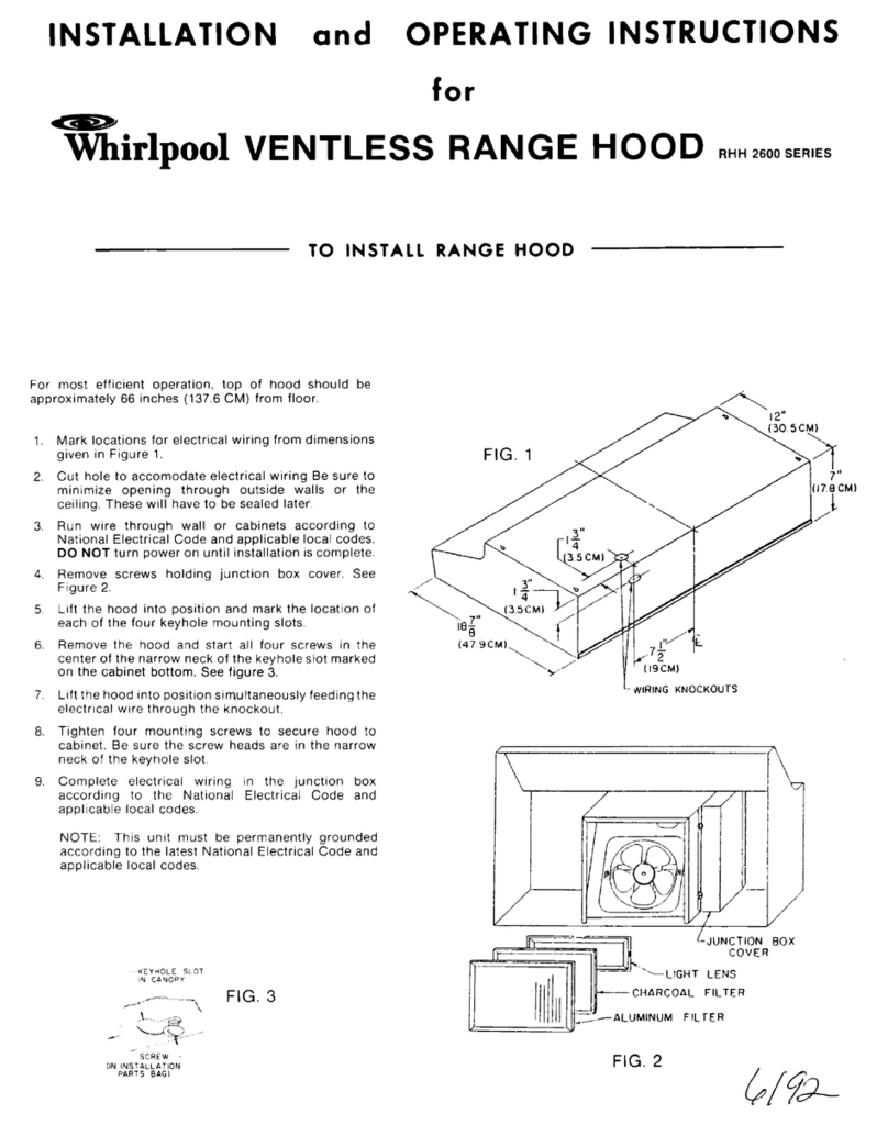 Whirlpool RHH2600 SERIES User manual