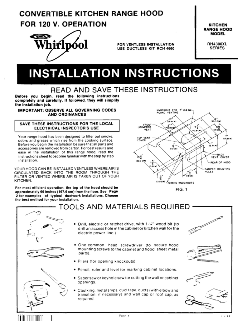 Whirlpool RH4300XL SERIES installation instructions