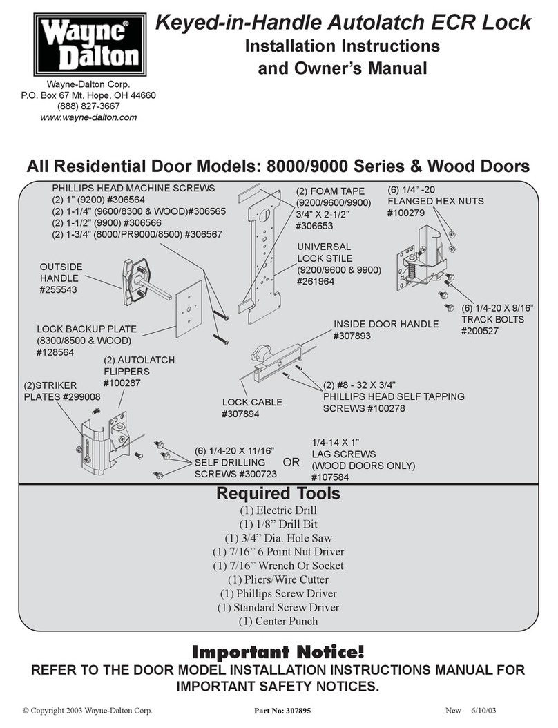 Wayne-Dalton Keyed-in-Handle Autolatch ECR Lock Installation instructions and owner's manual