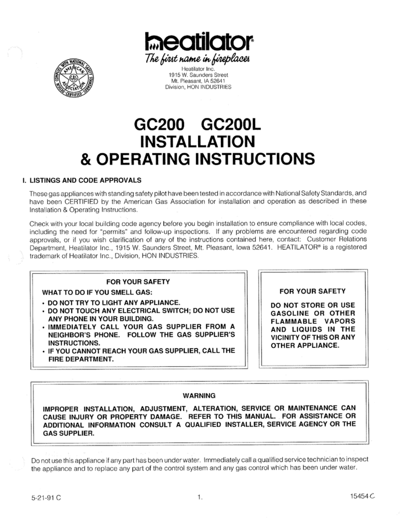 Heatilator GC200 Installation & operating instructions Heatilator GC200 Installation & operating instructions
