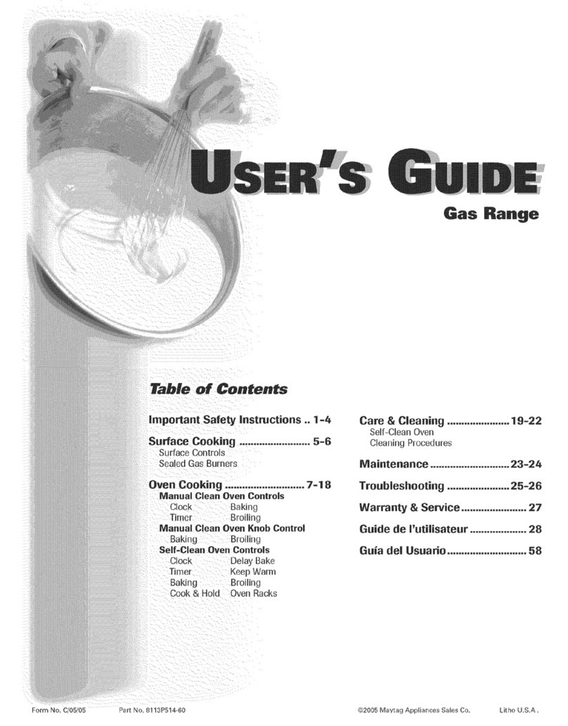 Maytag CGR3725ADB User's  guide manual
