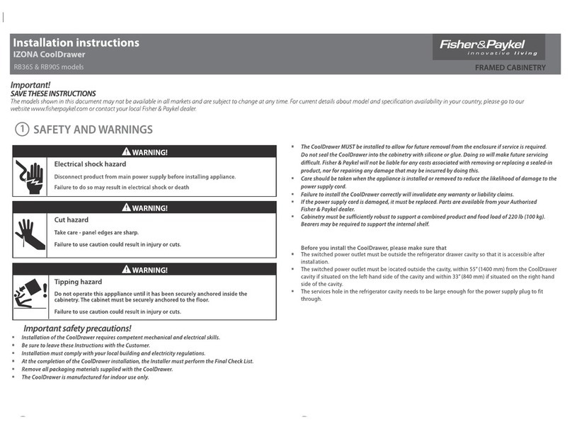 Fisher & Paykel IZONA CoolDrawer RB36S User manual
