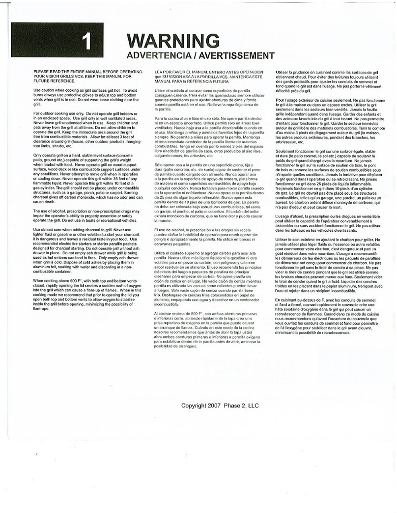 Vision grills VCS 2 owner's manual