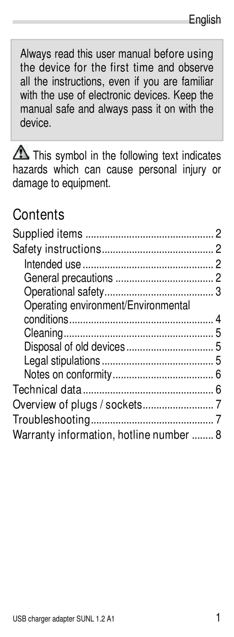 Silvercrest SUNL 1.2 A1 user manual