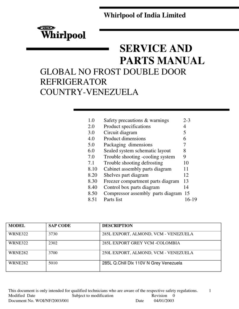 Whirlpool WRNE282 Service & parts manual