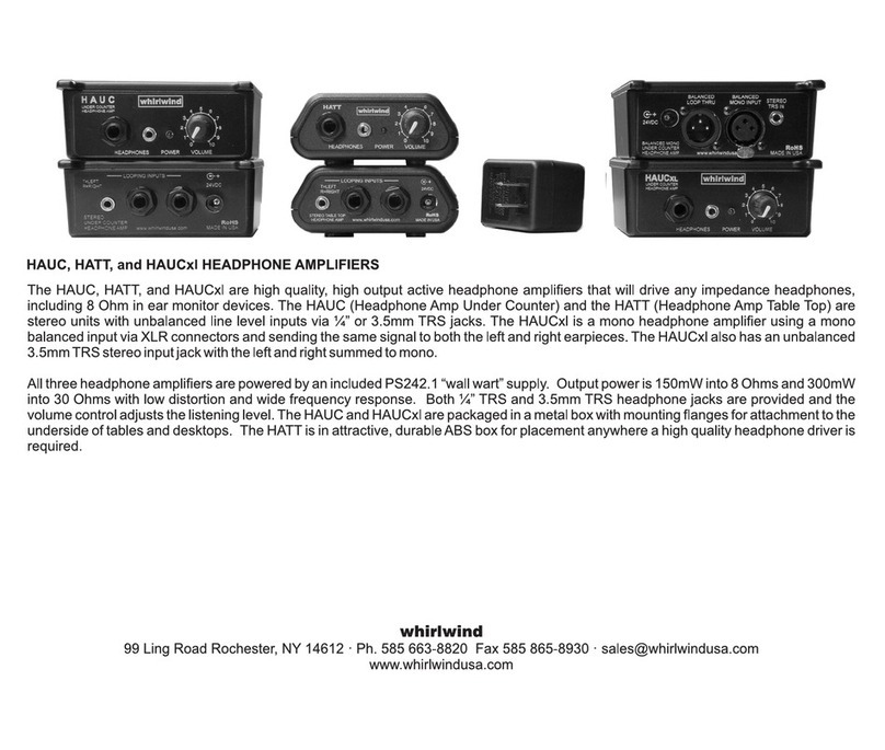 Whirlwind HAUCXL Dimensions User manual