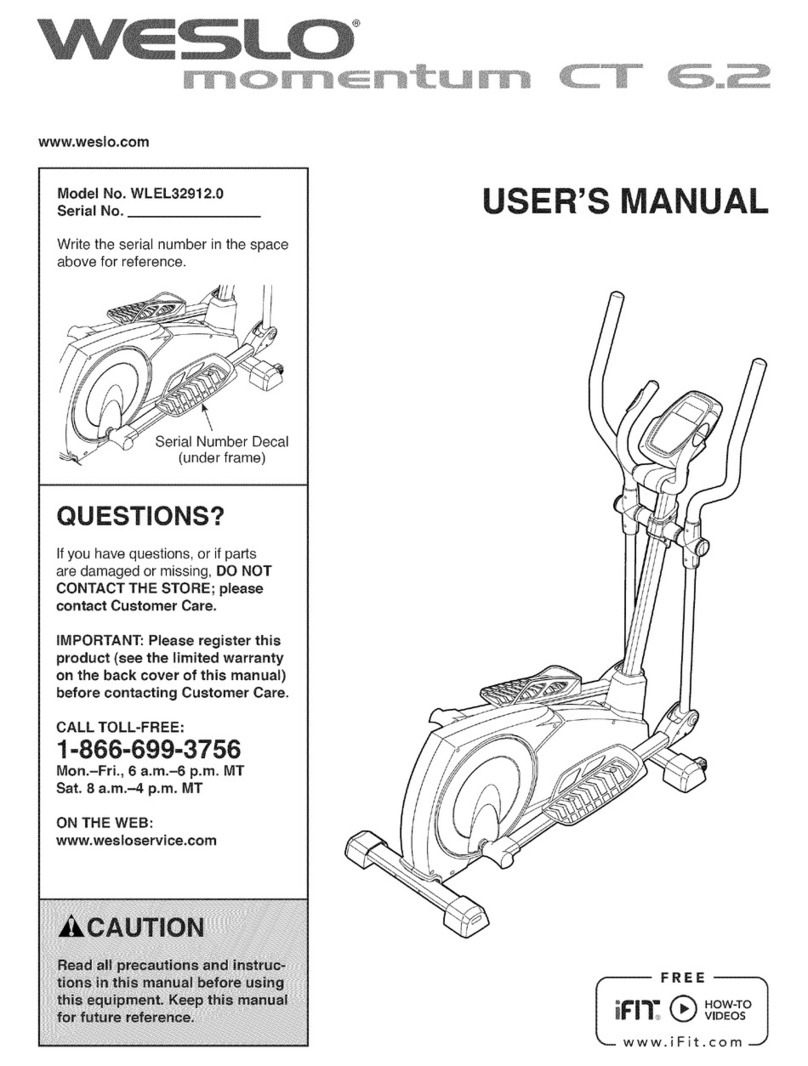 Weslo WLEL32912.0 User manual