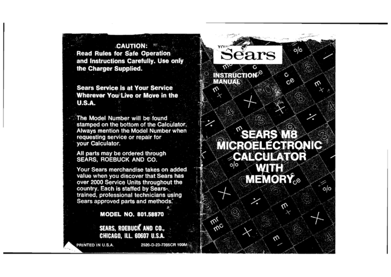 Sears 801.58870 User manual
