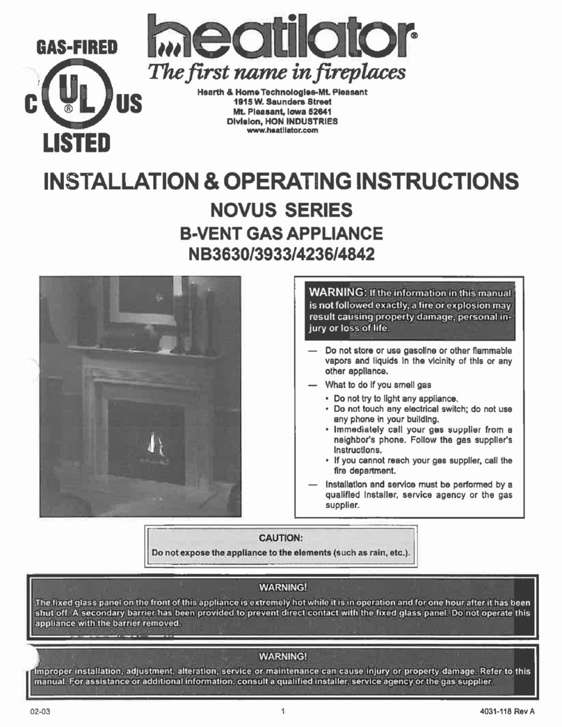Heatilator NB3630 Installation & operating instructions