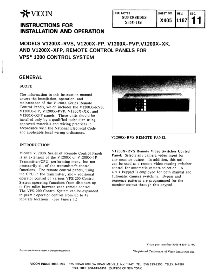 Vicon V1200X-RVS Instructions for installation and operation