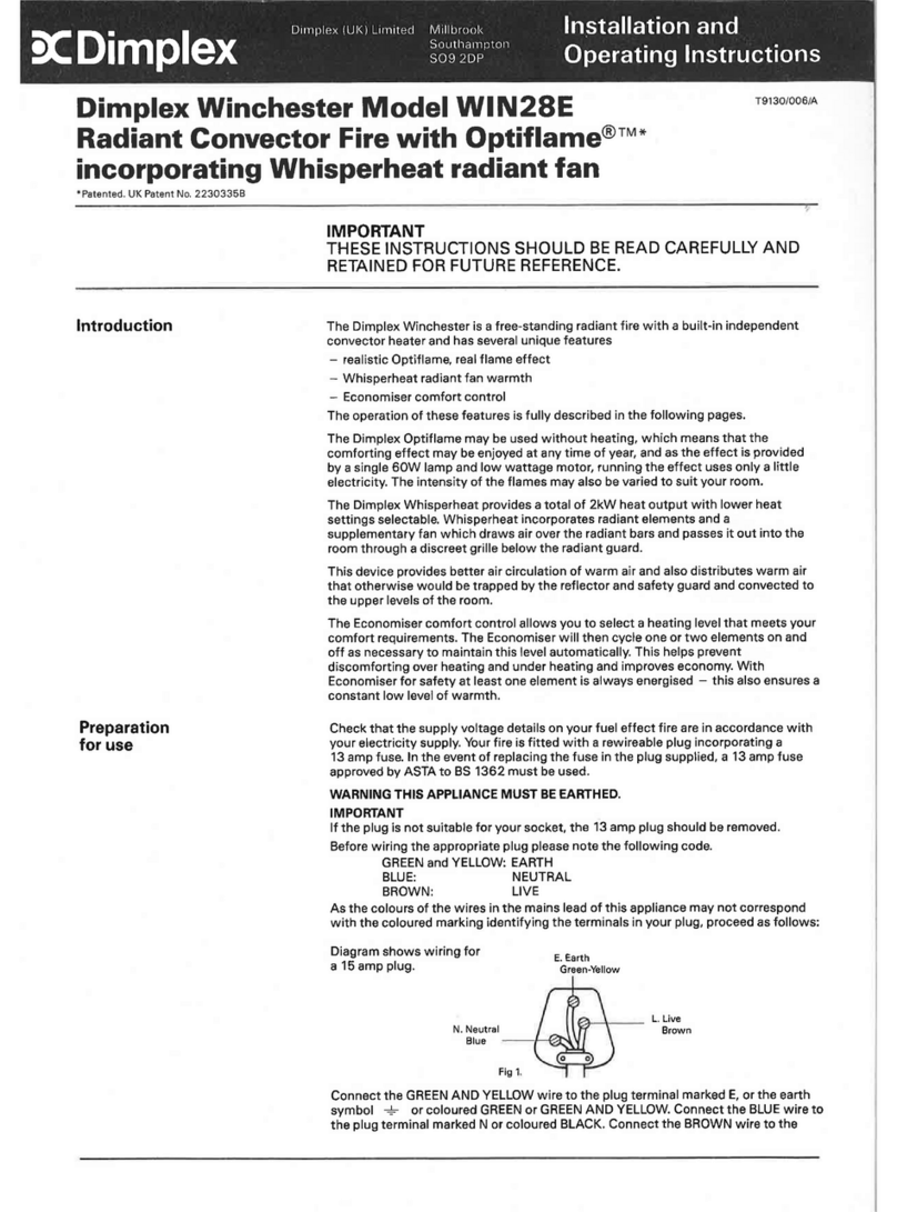 Dimplex Winchester WIN28E Installation and operating instructions