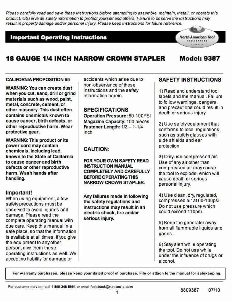 North American Tool 9387 operating instructions