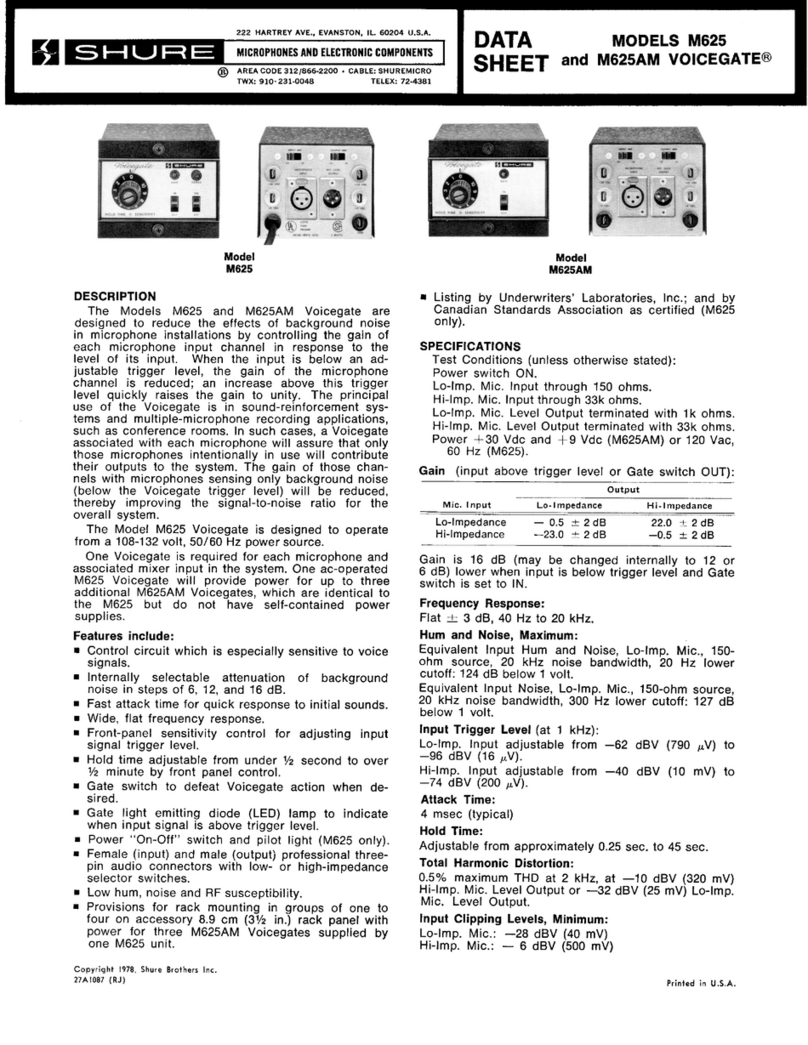 Shure M625 datasheet