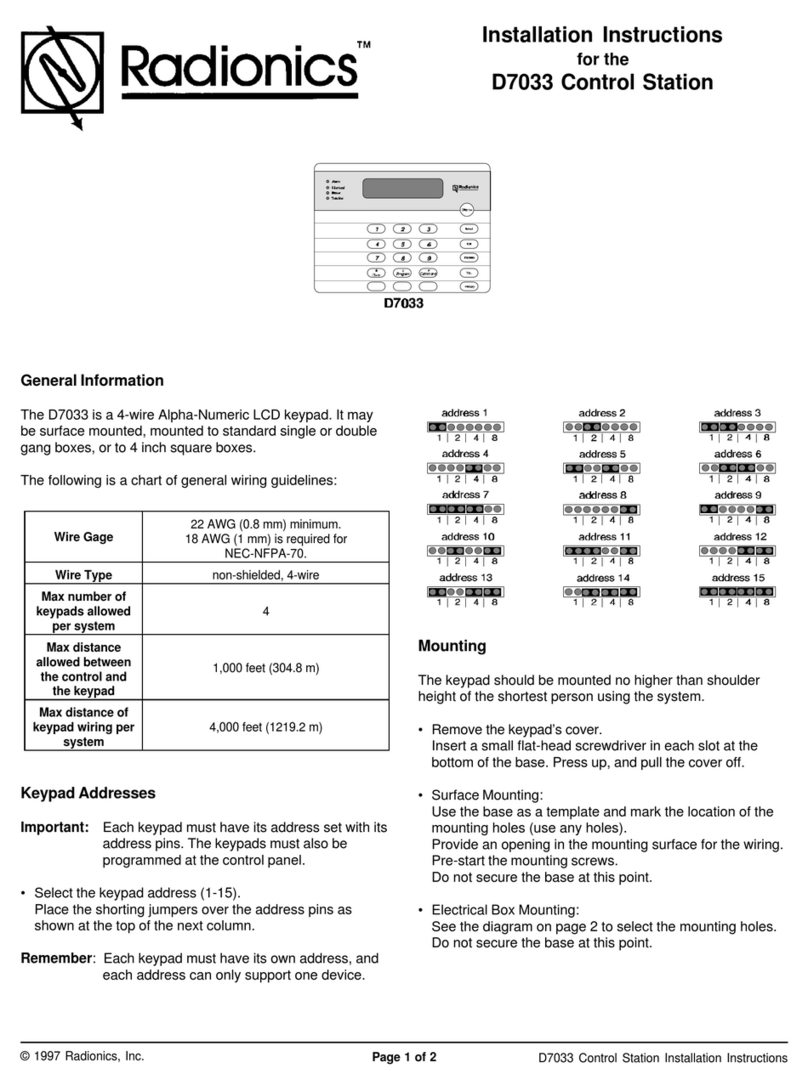 Radionics D7033 User manual