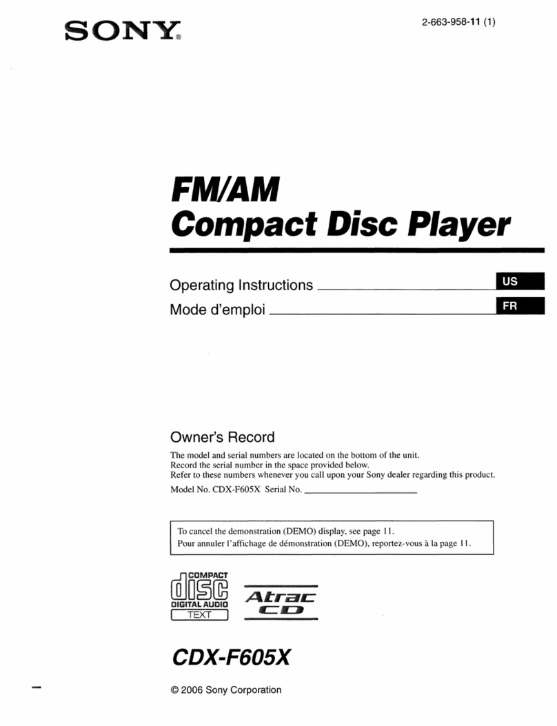 Sony CDX-F605X - Fm/am Compact Disc Player Owner's record