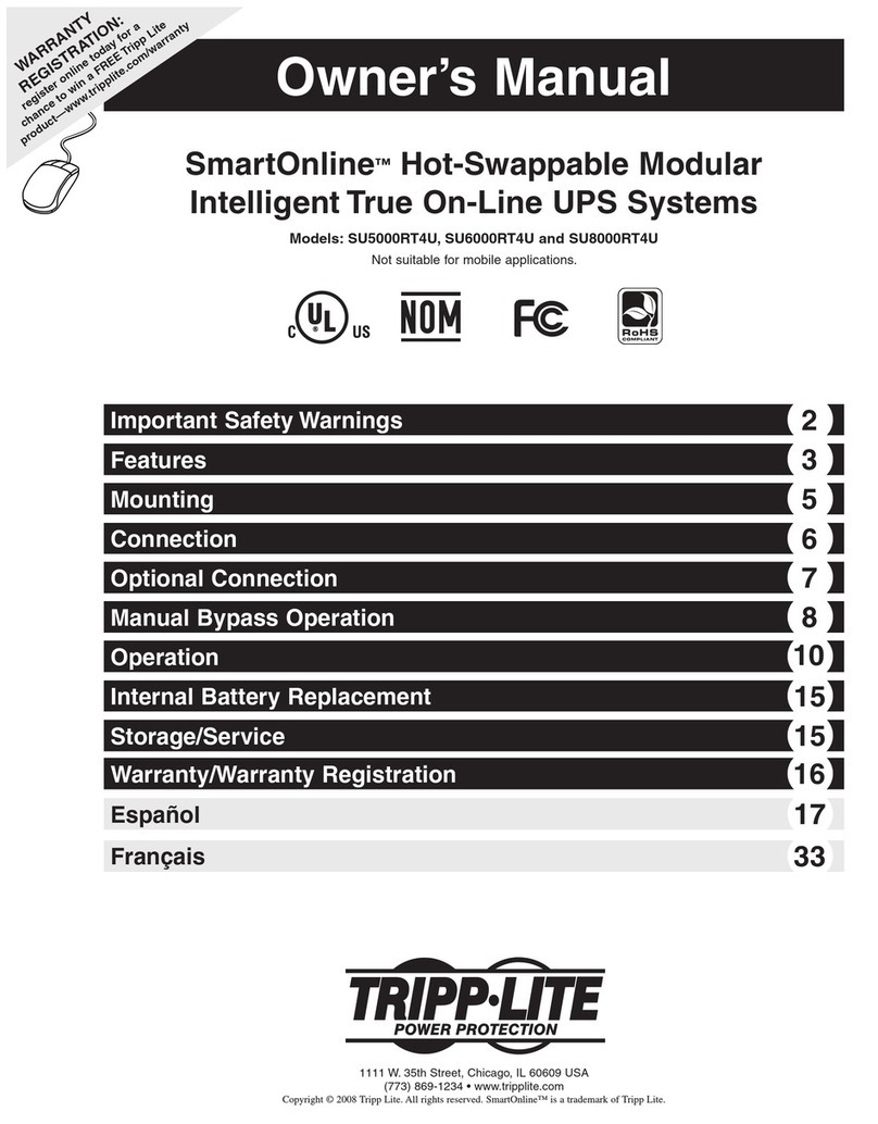 Tripp Lite SmartOnline SU8000RT4U owner's manual