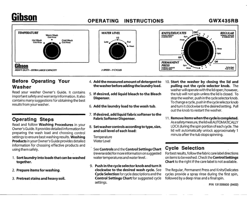 Gibson GWX435RB Operation manual