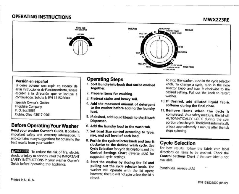Frigidaire MWX223RE User manual Frigidaire MWX223RE User manual
