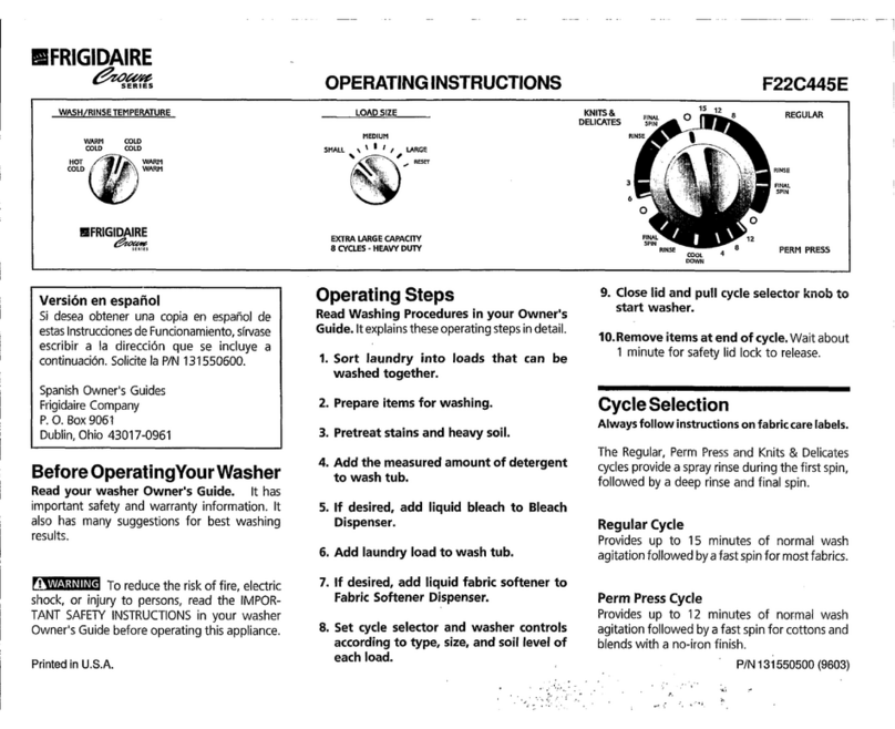 Frigidaire F22C445E User manual