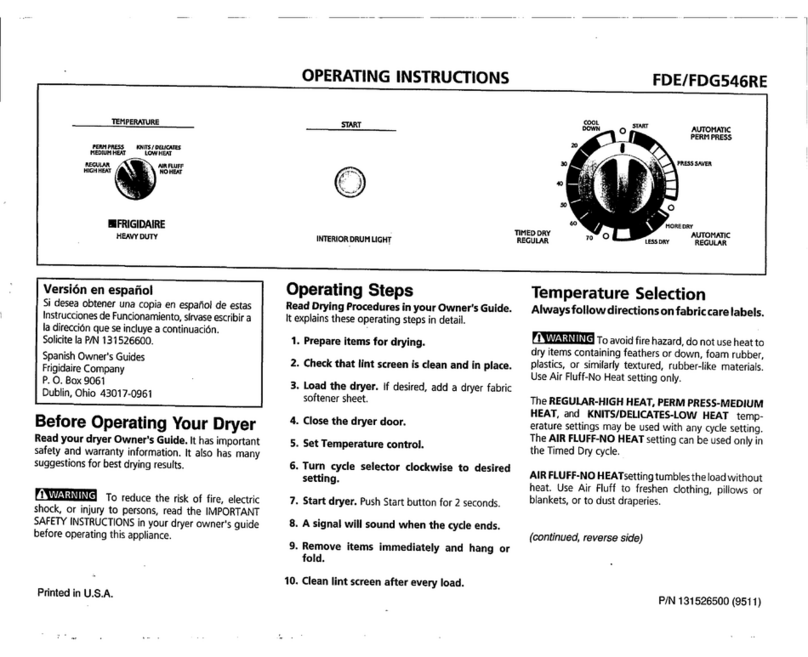 Frigidaire FDE546RE User manual