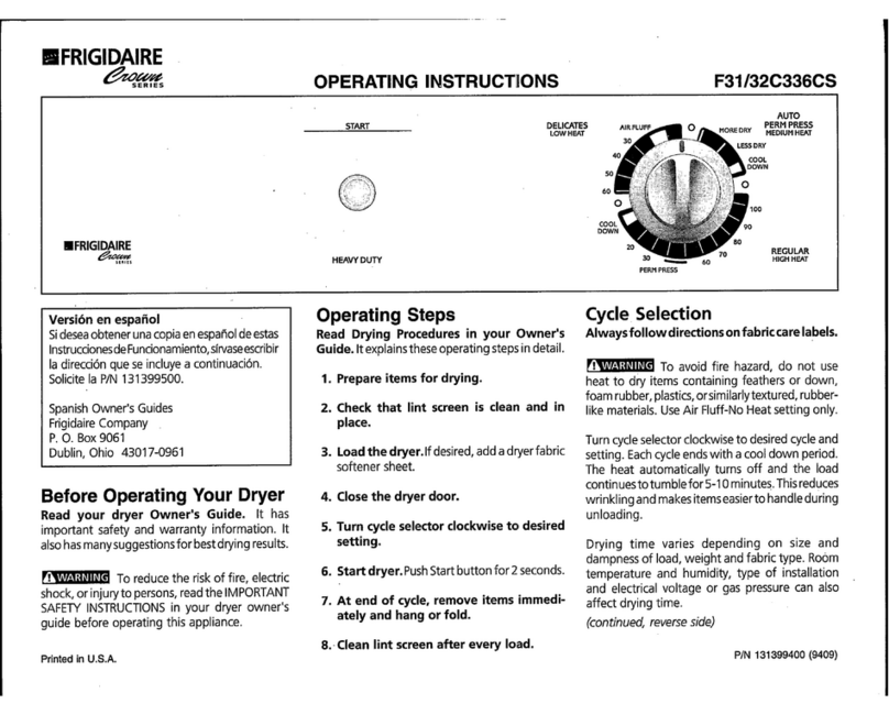 Frigidaire F31C336CS User manual Frigidaire F31C336CS User manual