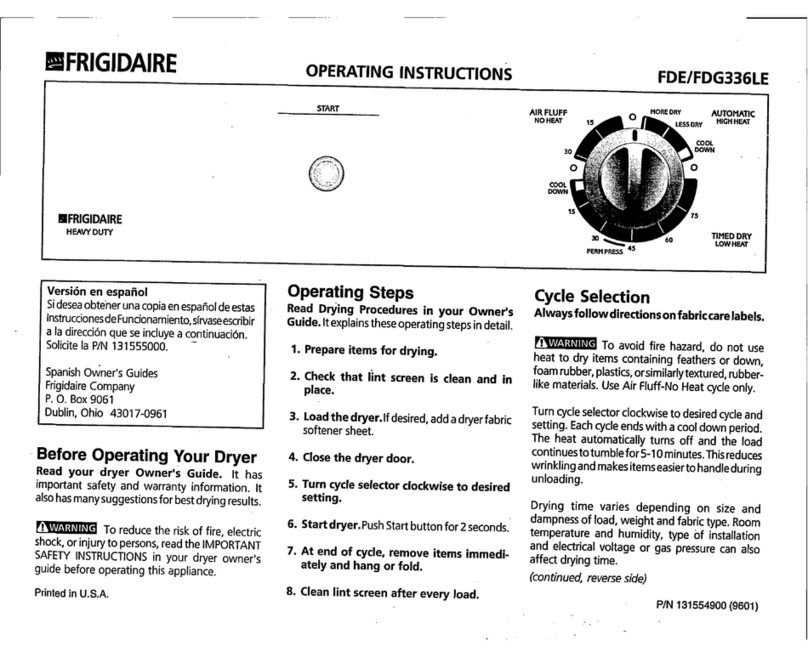 Frigidaire FDE336LE User manual
