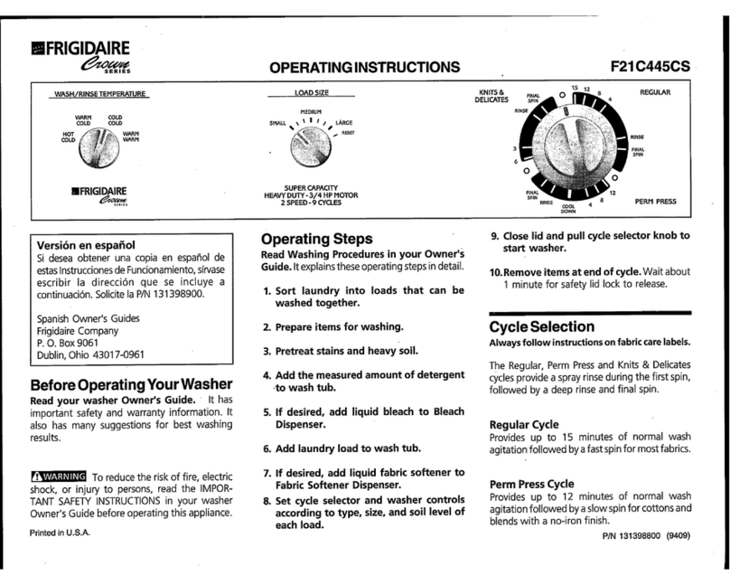 Frigidaire F21C445CS User manual