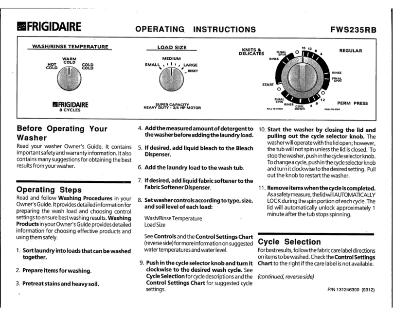 Frigidaire FWS235RB User manual