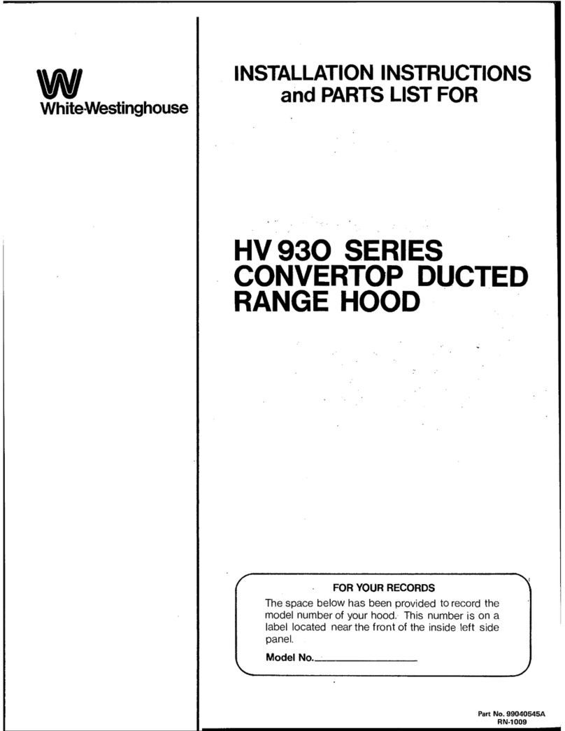 White-Westinghouse HV 930 series installation instructions White-Westinghouse HV 930 series installation instructions