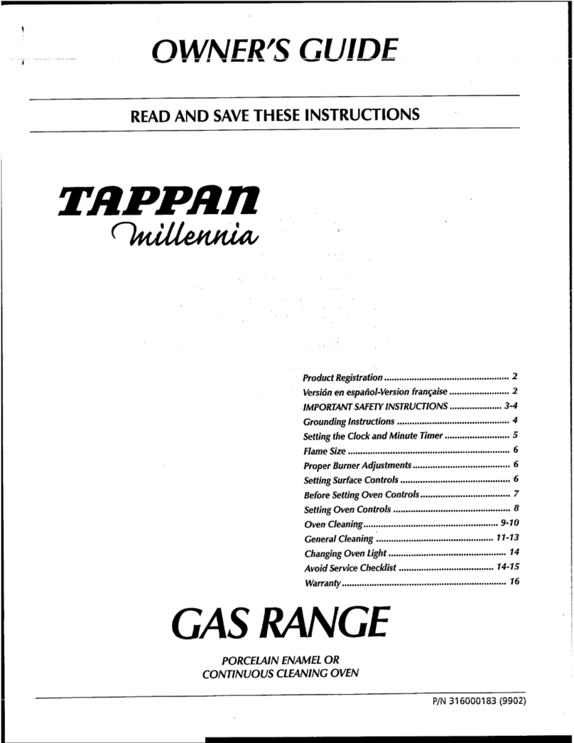 Tappan Millenia User manual