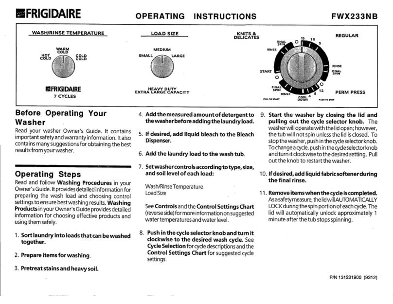 Frigidaire FWX233NB User manual