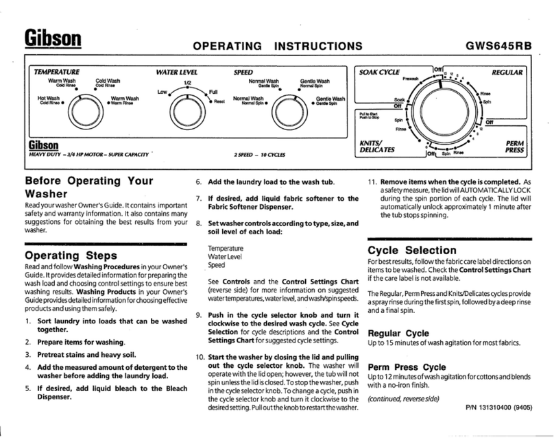 Gibson GWS645RB operating instructions