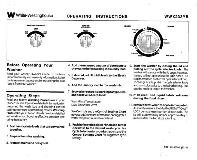 White-Westinghouse WWX233YB operating instructions White-Westinghouse WWX233YB operating instructions