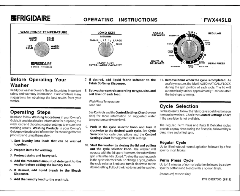 Frigidaire FWX445LB User manual