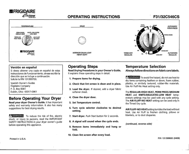 Frigidaire F31C546CS User manual